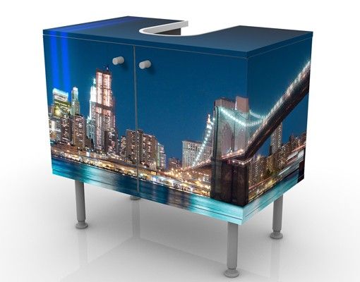 Waschbeckenunterschrank - Lichter des World Trade Centers - Badschrank Blau