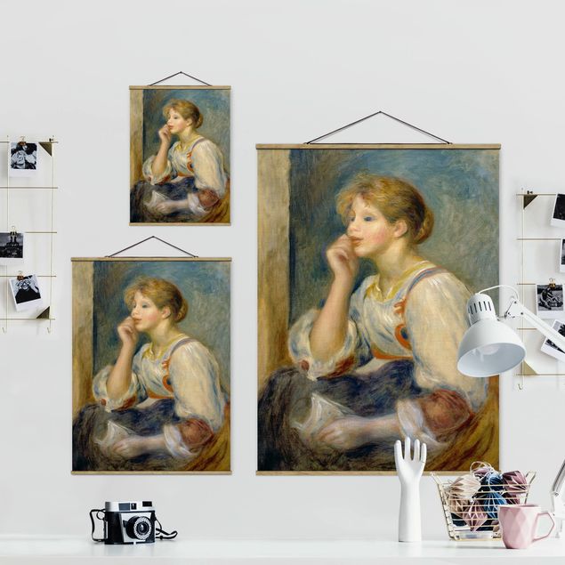 Stoffbild mit Posterleisten - Auguste Renoir - Junges Mädchen mit Brief - Hochformat 3:4