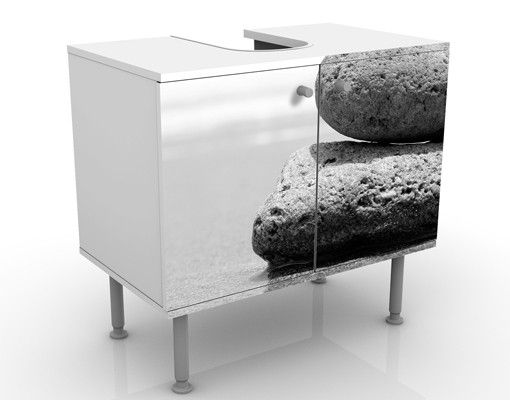 Waschbeckenunterschrank - Sand Stones No.2 - Badschrank Weiß Grau