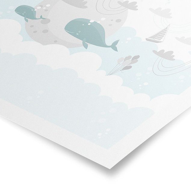 Poster - Wolken mit Wal und Schloss - Querformat 2:3