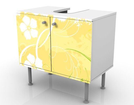 Waschbeckenunterschrank - Springtime - Blumen Badschrank Gelb