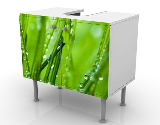 Waschbeckenunterschrank - Morgentau - Blumen Badschrank Grün