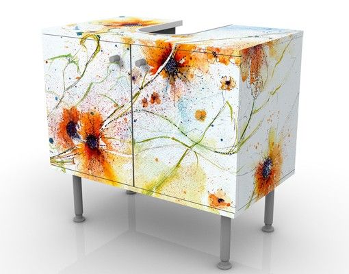Waschbeckenunterschrank mit Motiv Painted Flowers