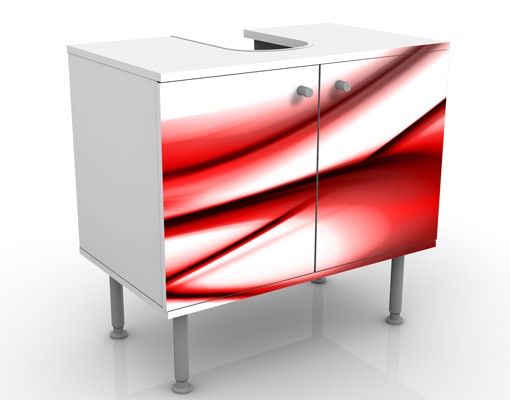 Waschbeckenunterschrank - Red Touch - Badschrank Weiß Rot