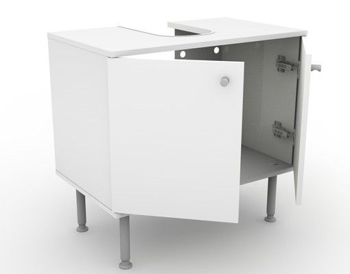 Waschbeckenunterschrank - Pferdeherde - Badschrank Weiß Braun