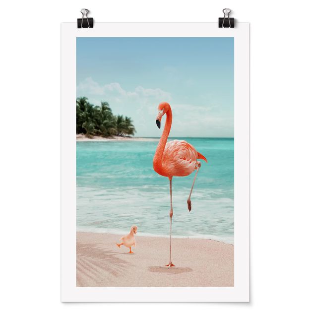 Jonas Loose Prints Strand mit Flamingo