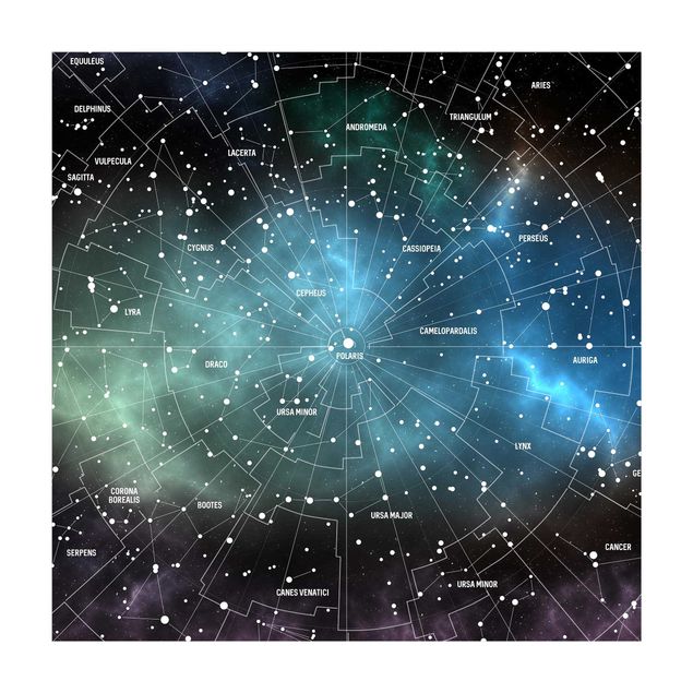 Teppich Weltkarte Sternbilder Karte Galaxienebel