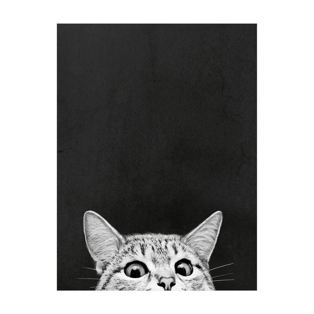 Teppich schwarz Illustration Katze Schwarz Weiß Zeichnung