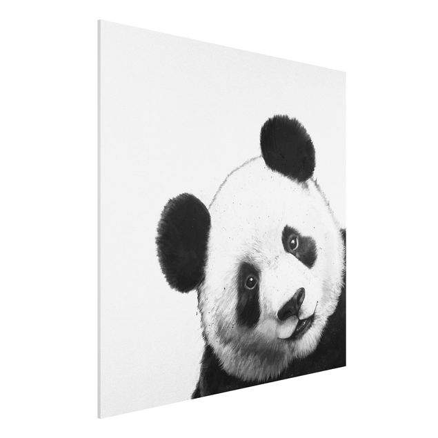 schöne Bilder Illustration Panda Schwarz Weiß Malerei