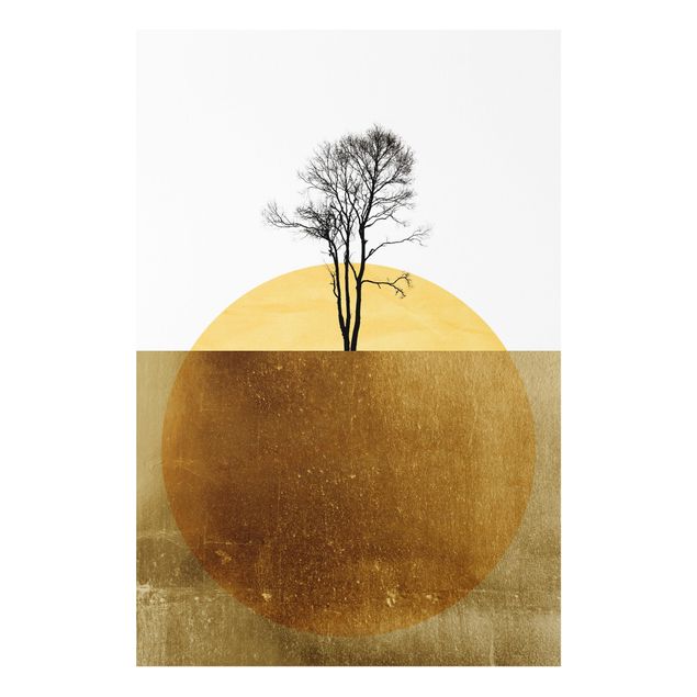 schöne Bilder Goldene Sonne mit Baum