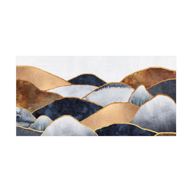 Teppich abstrakt Goldene Berge Aquarell