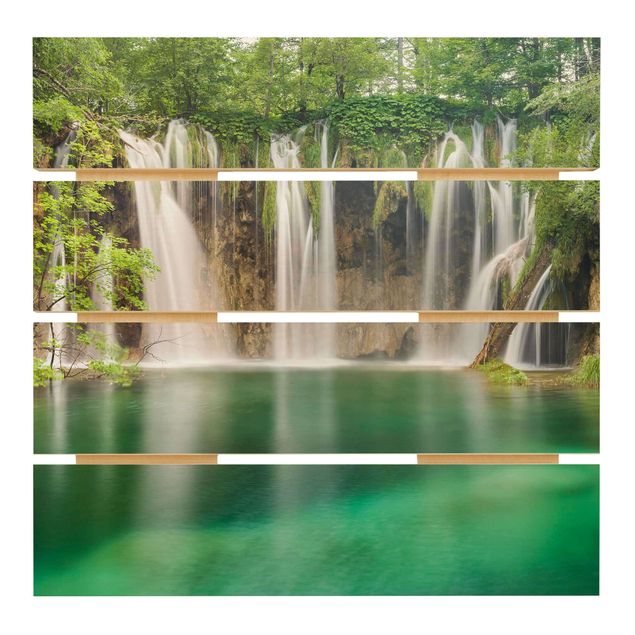 Holzbild - Wasserfall Plitvicer Seen - Quadrat 1:1