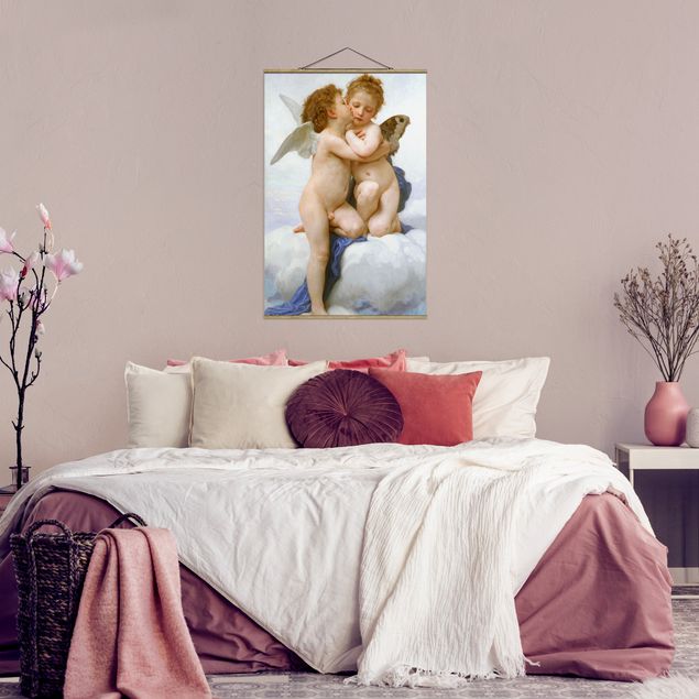 Stoffbilder mit Posterleisten William Adolphe Bouguereau - Der erste Kuss