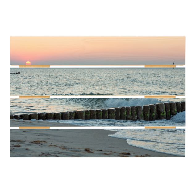 Holzbild - Sonnenuntergang am Meer - Querformat 2:3