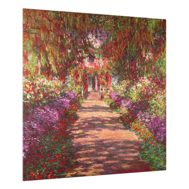 Glasrückwand Küche Blumen Claude Monet - Weg in Monets Garten in Giverny