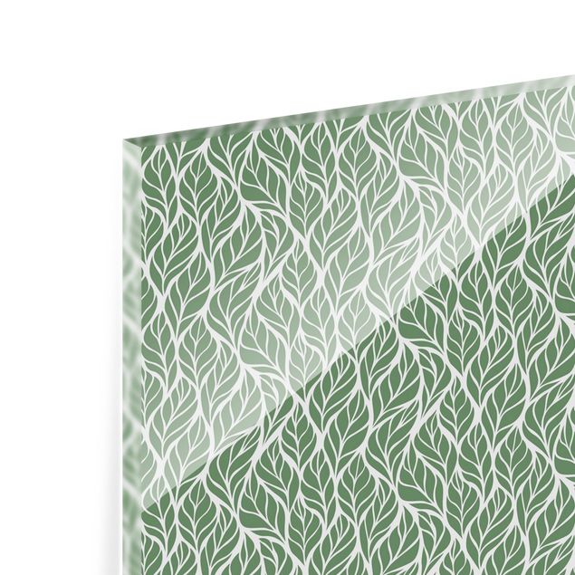 Spritzschutz Glas - Natürliches Muster große Blätter Grün - Querformat 2:1