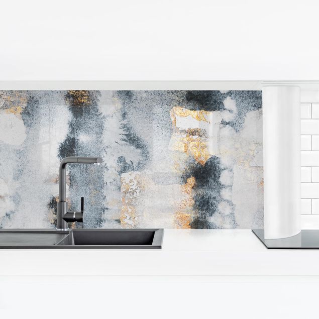 Küchenrückwand selbstklebend Abstraktes Aquarell mit Gold