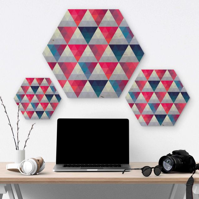 Hexagon Bild Holz - Triangle Muster Design