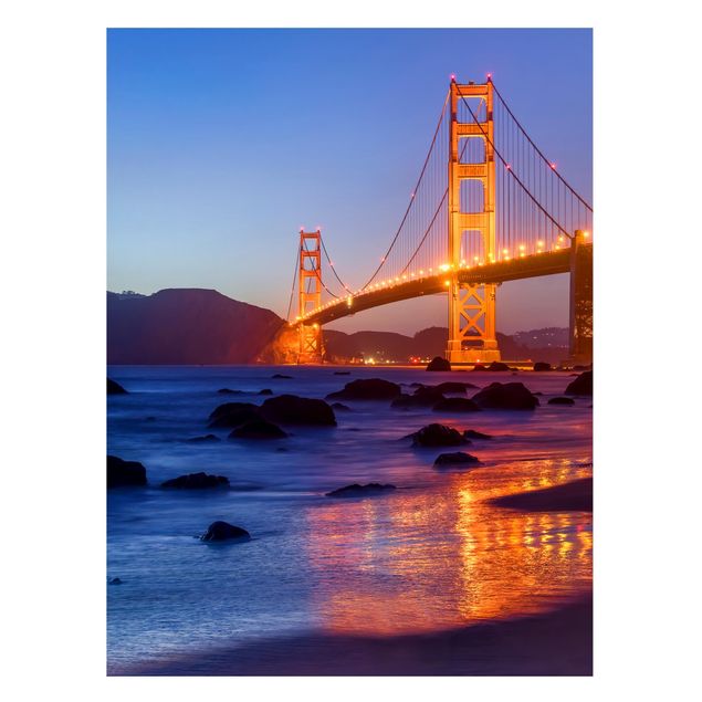 Magnettafel - Golden Gate Bridge am Abend - Hochformat 3:4