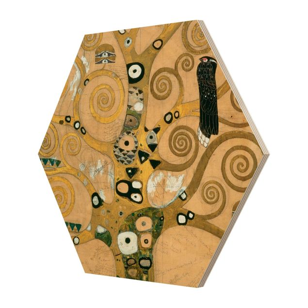 Hexagon Bild Holz - Gustav Klimt - Der Lebensbaum