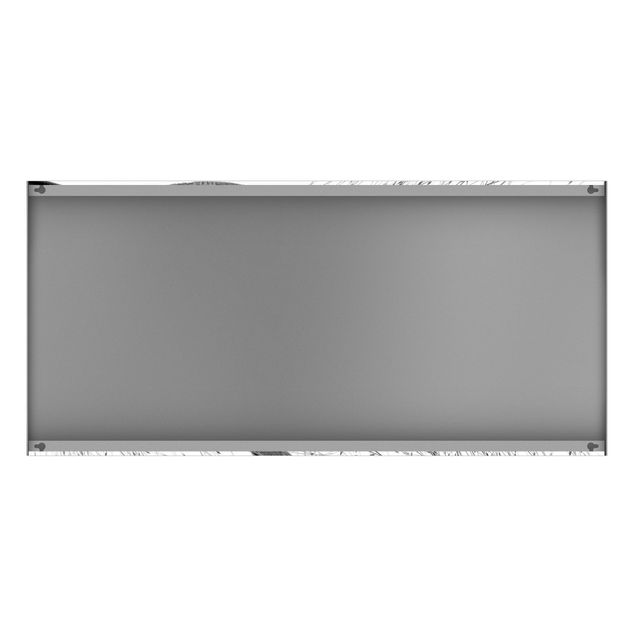 Magnettafel - Zartes Schilf mit feinen Knospen Schwarz Weiß - Panorama Querformat