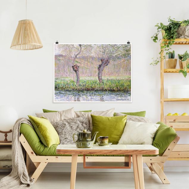 Poster Landschaft Claude Monet - Weidenbäume Frühling