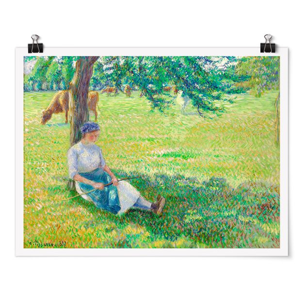 Poster Landschaft Camille Pissarro - Kuhhirtin