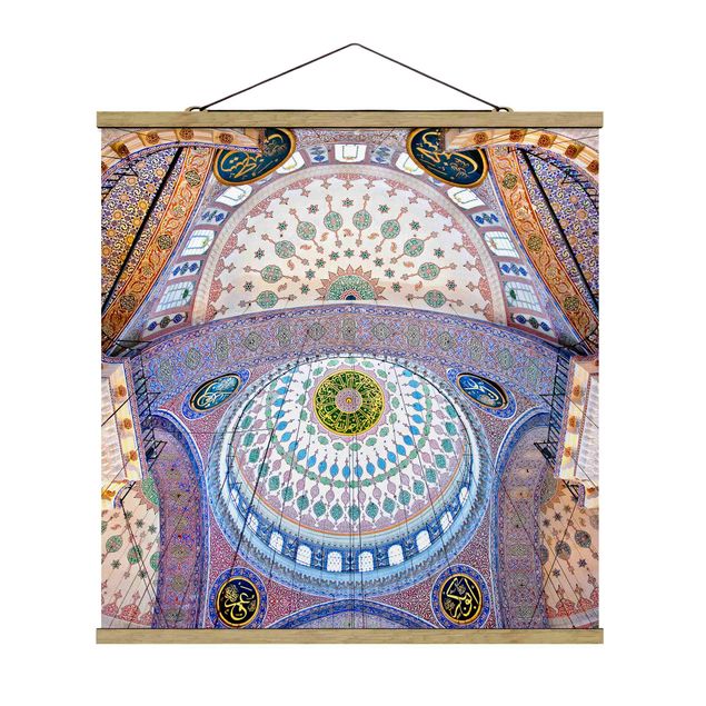 Stoffbild mit Posterleisten - Blaue Moschee in Istanbul - Quadrat 1:1