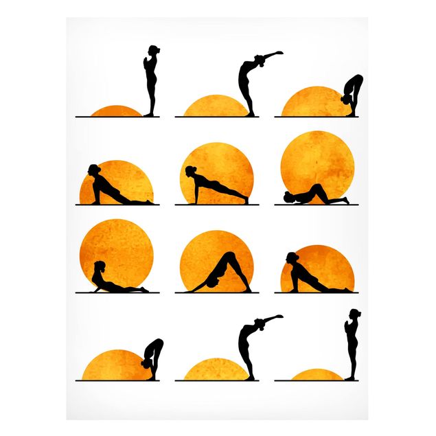 Magnettafel - Yoga - Der Sonnengruß - Hochformat 3:4