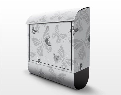 Design Briefkasten Schmetterlinge Monochrom