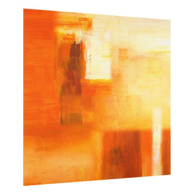 Bilder abstrakt Komposition in Orange und Braun 02