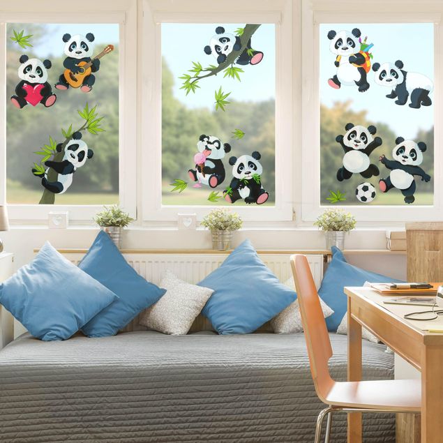 Fensterfolie farbig Pandabären Mega Set
