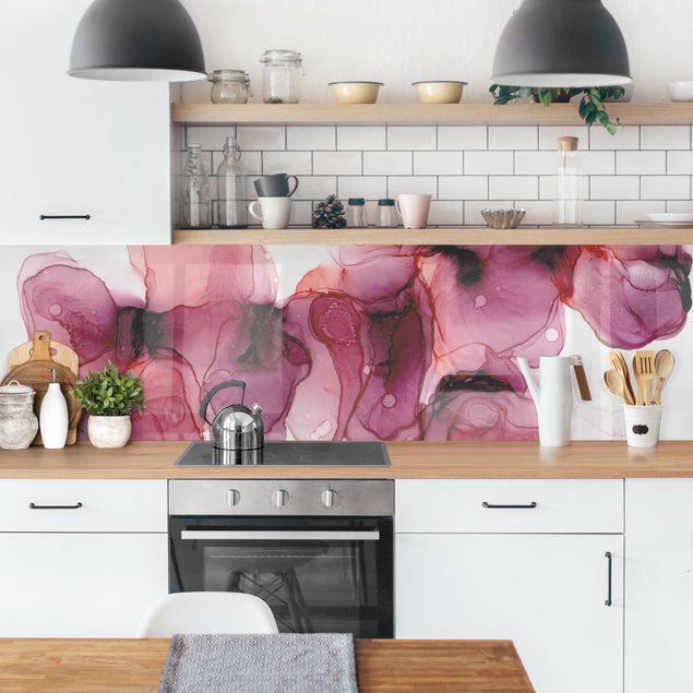 Küchenrückwand selbstklebend Wilde Blüten in Violett und Gold