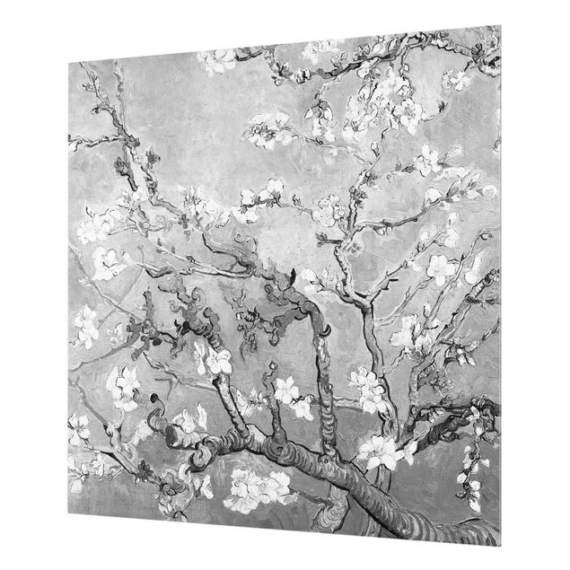 Küchenspritzschutz Vincent van Gogh - Mandelblüte Schwarz-Weiß