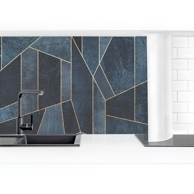 Küchenrückwand selbstklebend Blaue Geometrie Aquarell II
