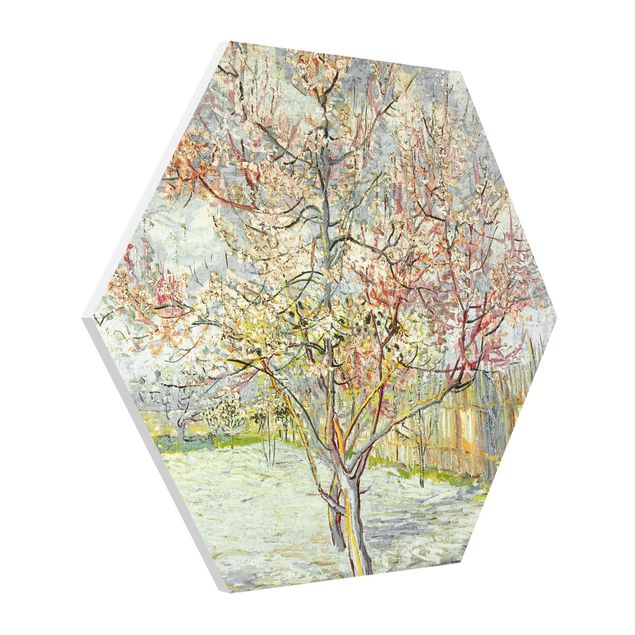 Hexagon-Bilder Vincent van Gogh - Blühende Pfirsichbäume