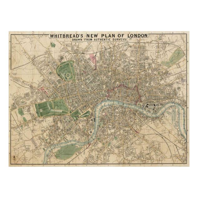 Weltkarte Bild Holz Vintage Stadtplan London