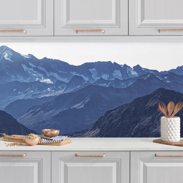 Platte Küchenrückwand Blaues Bergpanorama