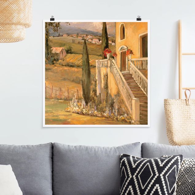 Poster Skyline Italienische Landschaft - Haustreppe