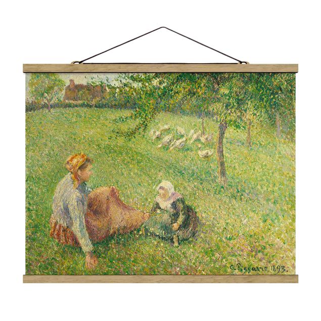 Stoffbilder mit Posterleisten Camille Pissarro - Gänsehirtin
