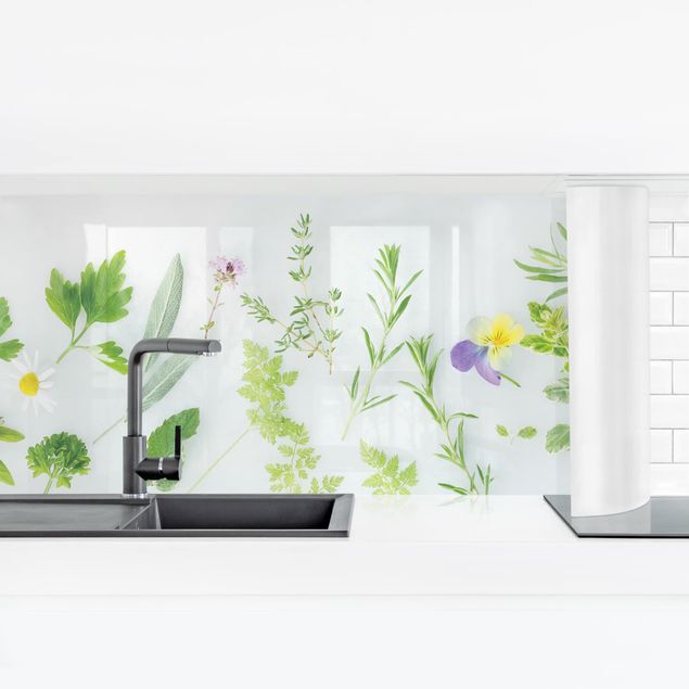 Küchenrückwand selbstklebend Kräuter und Blüten II