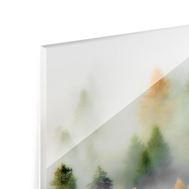 Spritzschutz Glas - Nebelwald im Herbst - Querformat - 2:1