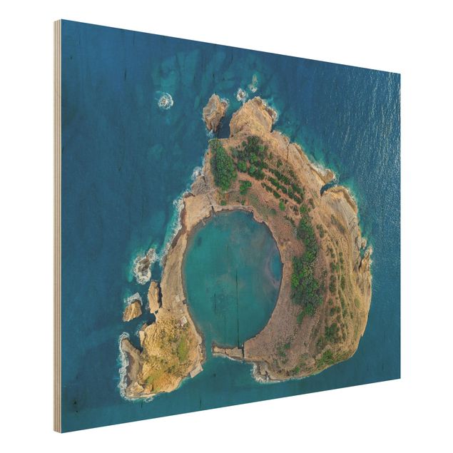 maritime Bilder auf Holz Luftbild - Die Insel Vila Franca do Campo