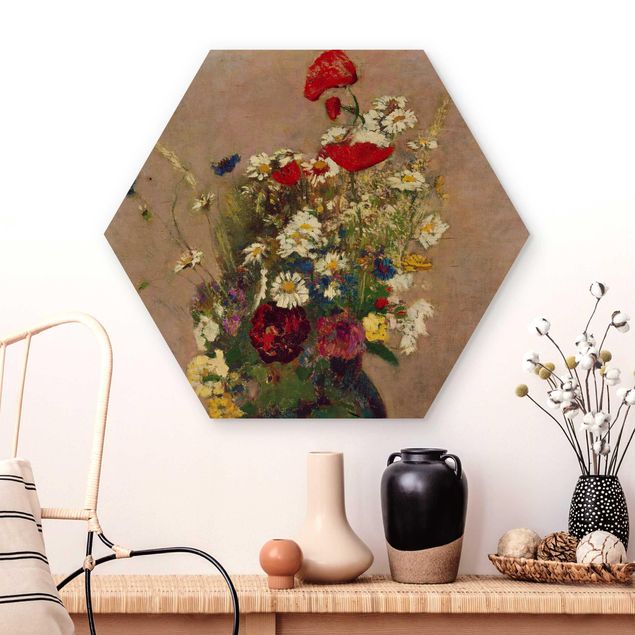 Holzbilder Blumen Odilon Redon - Blumenvase mit Mohn