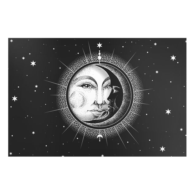 Magnettafel - Vintage Sonne und Mond Illustration - Hochformat 3:2