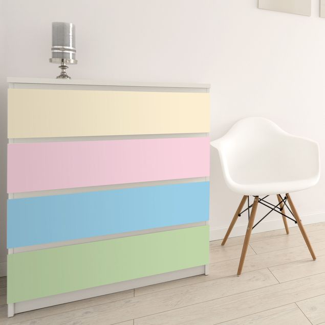 Möbelfolie Uni - Set mit 4 schönen Pastellfarben - Crème Rosé Pastellblau Mint