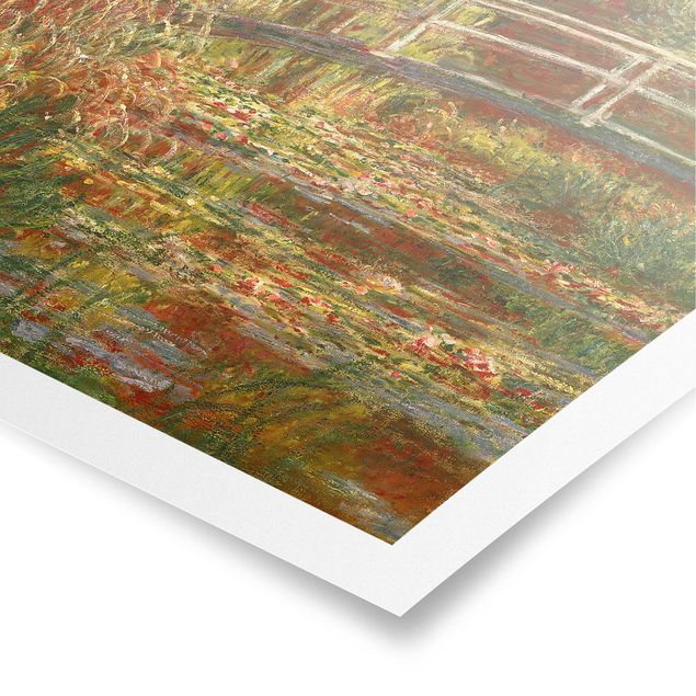 Poster - Claude Monet - Seerosenteich und japanische Brücke (Harmonie in rosa) - Quadrat 1:1