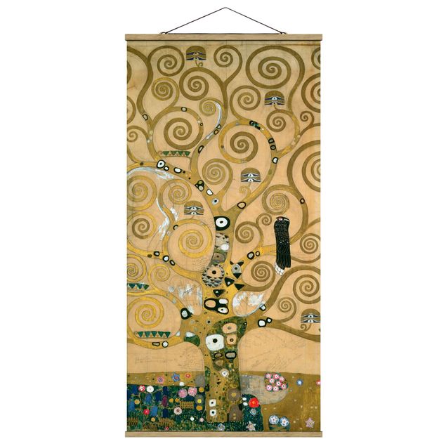 Stoffbild mit Posterleisten - Gustav Klimt - Der Lebensbaum - Hochformat 1:2