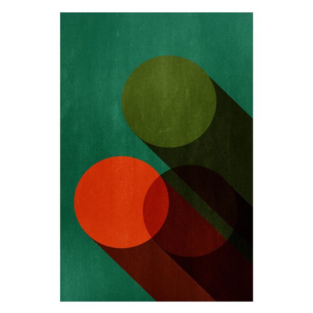 Magnettafel - Abstrakte Formen - Kreise in Grün und Rot - Hochformat 2:3