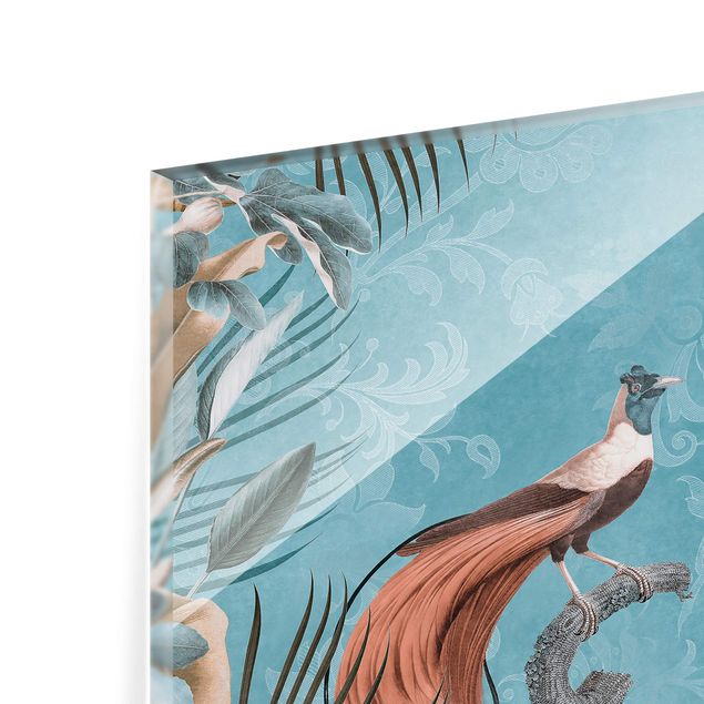 Spritzschutz Glas - Vintage Collage - Paradiesvögel - Querformat 3:4